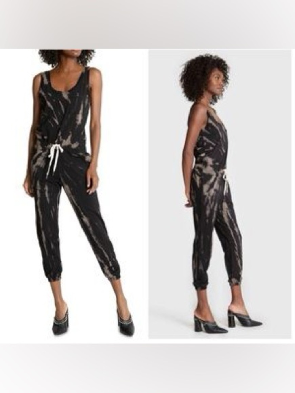 n:PHILANTHROPY Black and Taupe Tie-Dye Sleeveless Jumpsuit